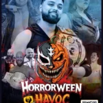 Promotional poster for Southern Territory Wrestling’s “Horrorween Havoc” event on October 31st at the Northam Rec Centre, featuring several wrestlers and a pumpkin-themed graphic.